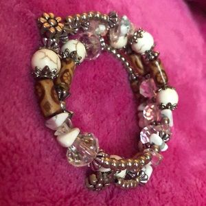 NEW Triple Wrap Crystal, Stone & Beaded Bracelet